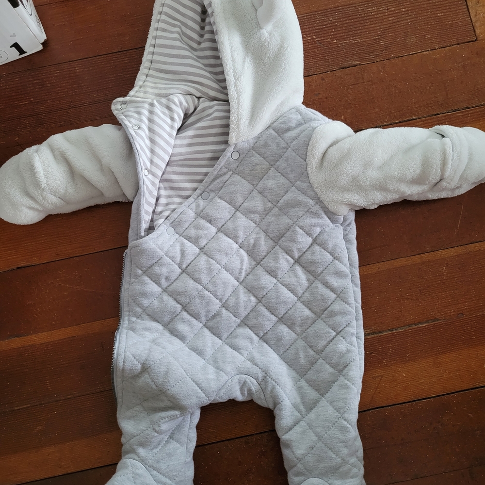 Cozy Gray Quilted Baby Snowsuit